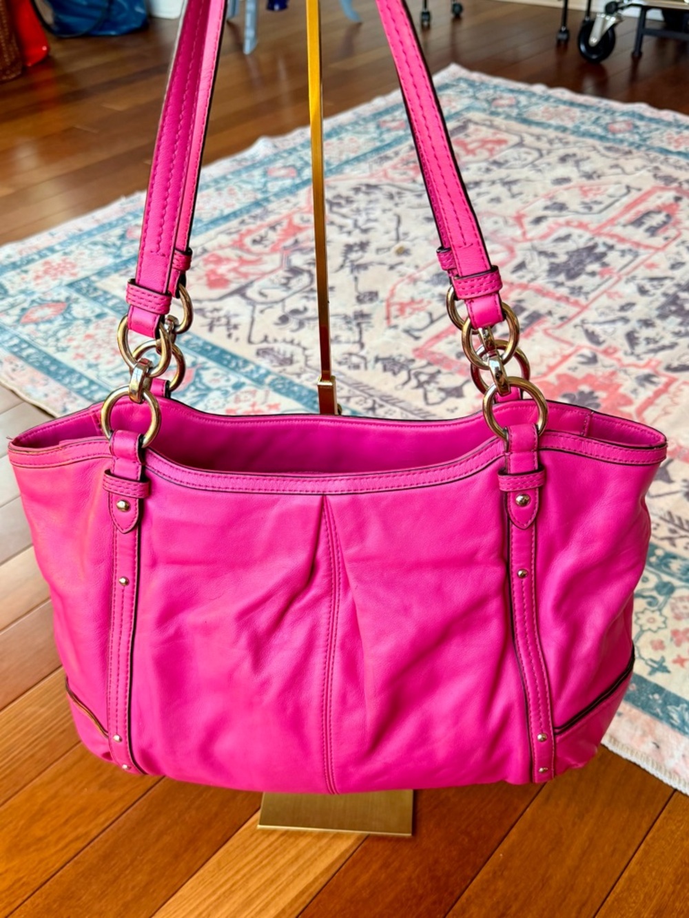 Coach Alexandra Hot Pink Leather Tote Shoulder Bag. - Picture 3 of 14